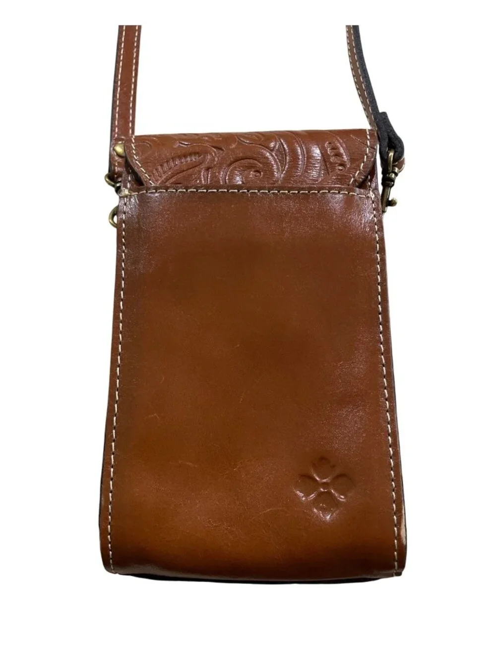 Patricia Nash RIVELLA Florence Leather Crossbody Bag Phone Case Brown